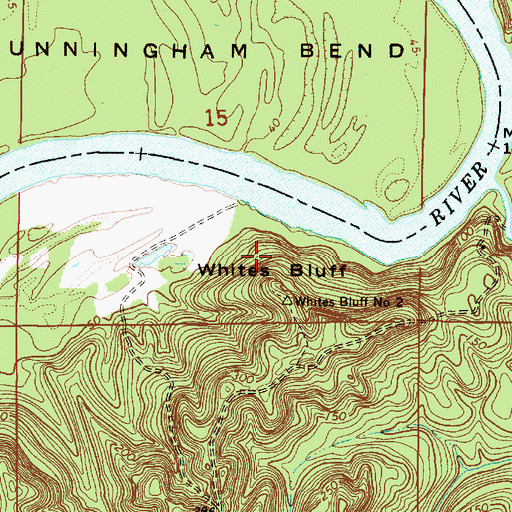 Topographic Map of Whites Bluff, AL