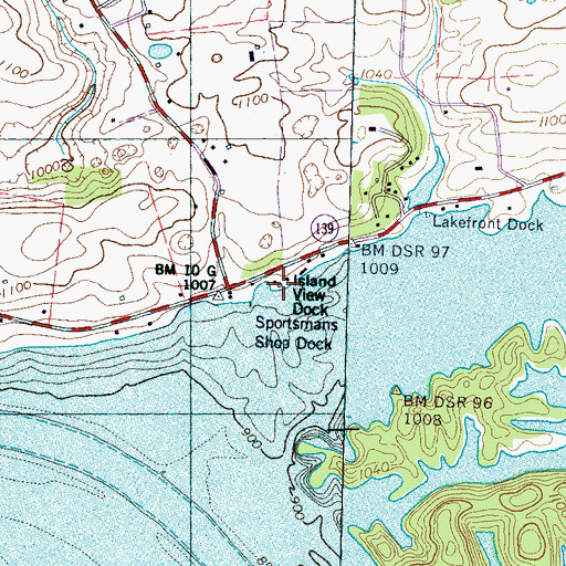 Topographic Map of Island View Dock, TN