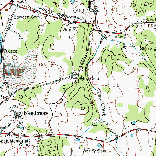 Topographic Map of Isley Cemetery, TN