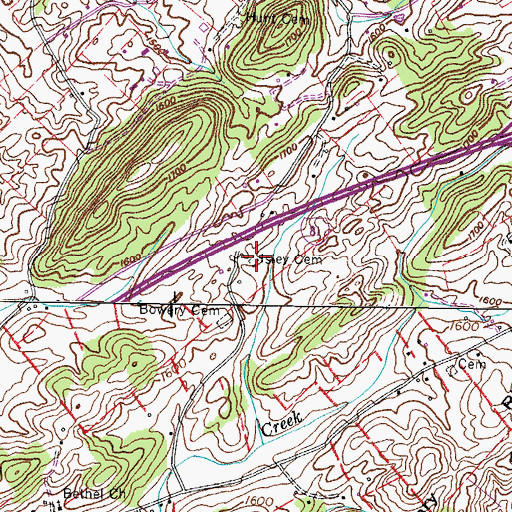 Topographic Map of Isley Cemetery, TN