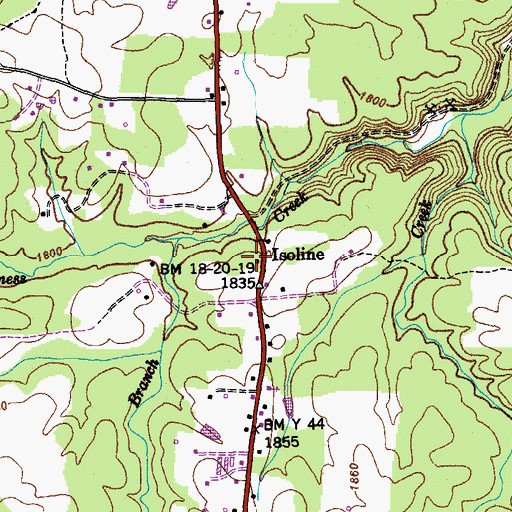 Topographic Map of Isoline, TN