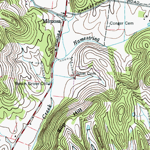 Topographic Map of Isom Cemetery, TN