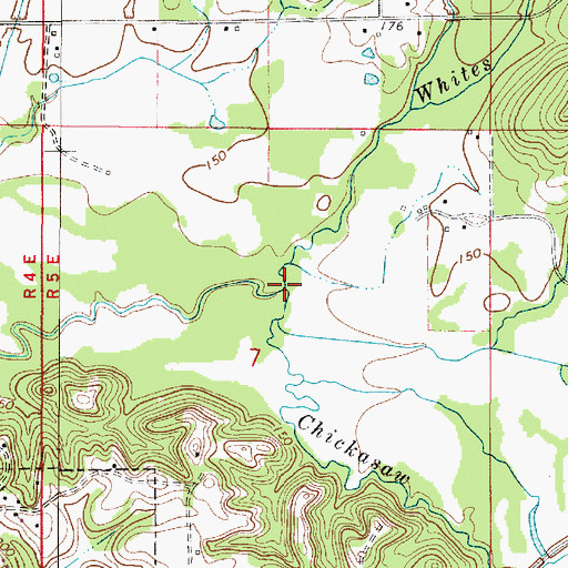 Topographic Map of Whites Branch, AL