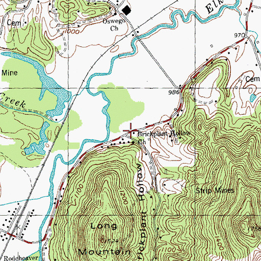 Topographic Map of Brickplant Hollow, TN