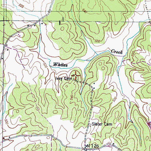 Topographic Map of Ivey Cemetery, TN