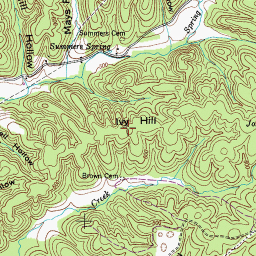 Topographic Map of Ivy Hill, TN