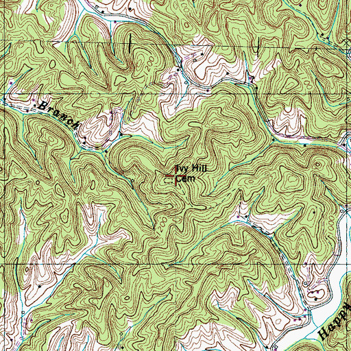 Topographic Map of Ivy Hill Cemetery, TN