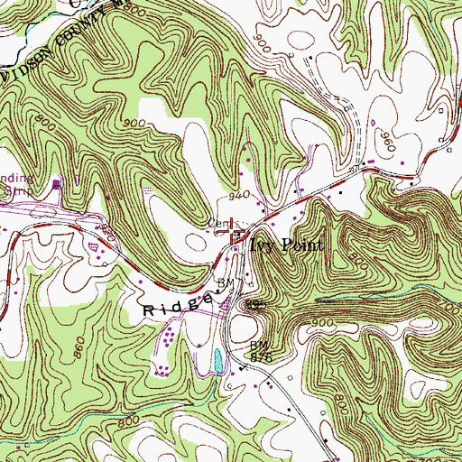 Topographic Map of Ivy Point, TN