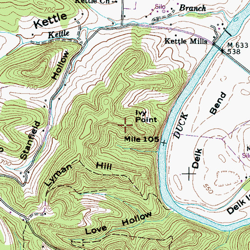Topographic Map of Ivy Point, TN