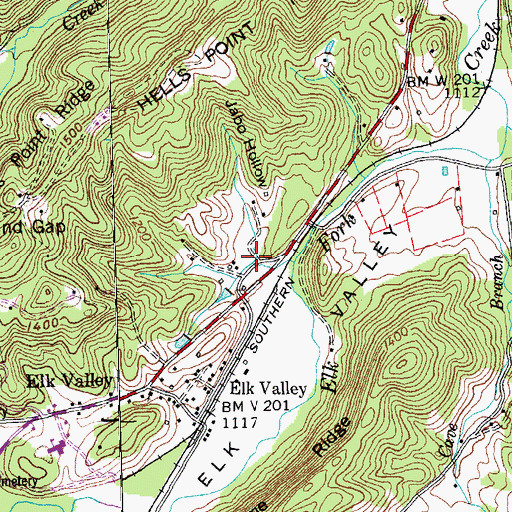 Topographic Map of Jabo Hollow, TN
