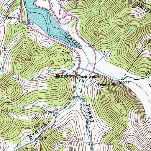 Topographic Map of Jack Apple Church, TN