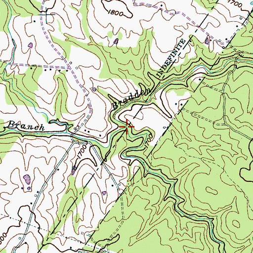 Topographic Map of Jack Branch, TN