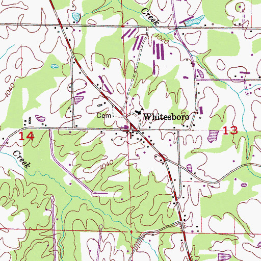 Topographic Map of Whitesboro, AL