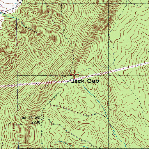 Topographic Map of Jack Gap, TN