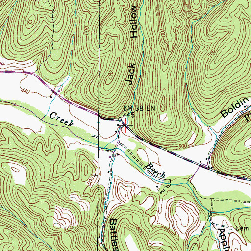 Topographic Map of Jack Hollow, TN