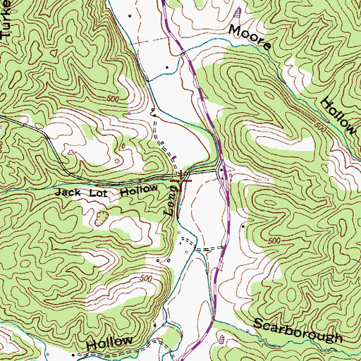 Topographic Map of Jack Lot Hollow, TN