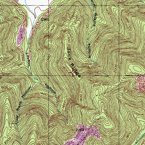 Topographic Map of Jack Ridge, TN