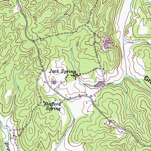 Topographic Map of Jack Spring, TN