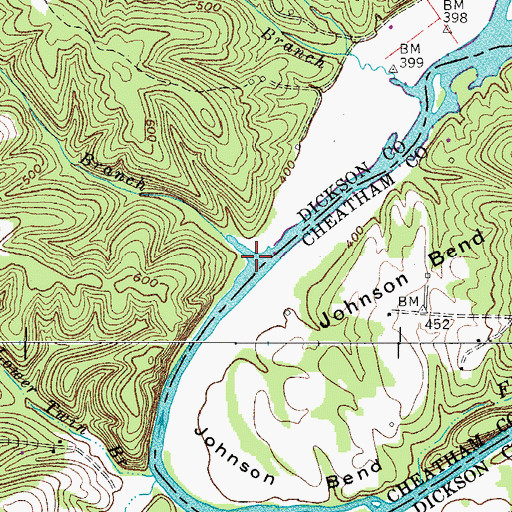 Topographic Map of Jackie Branch, TN