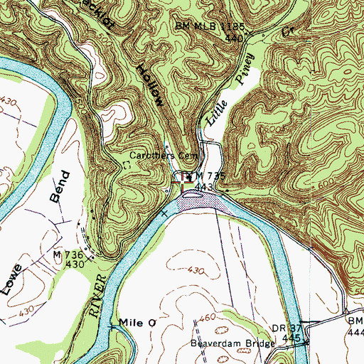 Topographic Map of Jacklot Hollow, TN