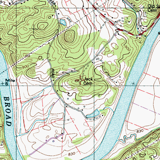 Topographic Map of Jack Cemetery, TN