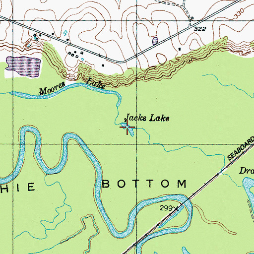 Topographic Map of Jacks Lake, TN