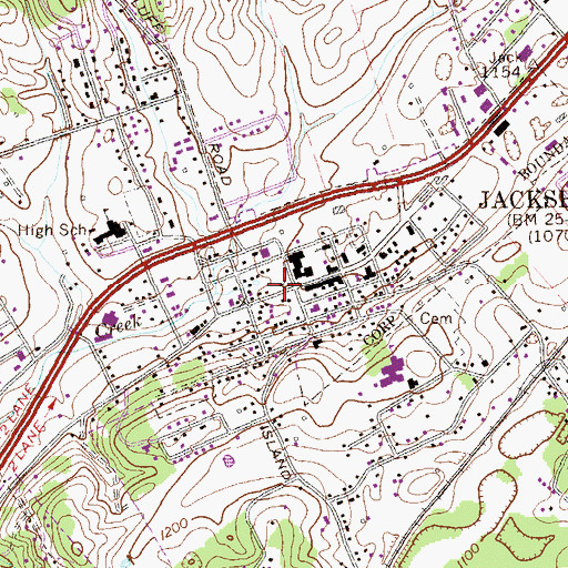 Topographic Map of Jacksboro, TN