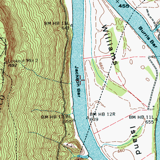 Topographic Map of Jackson Bar, TN