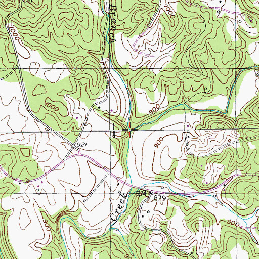 Topographic Map of Jackson Branch, TN
