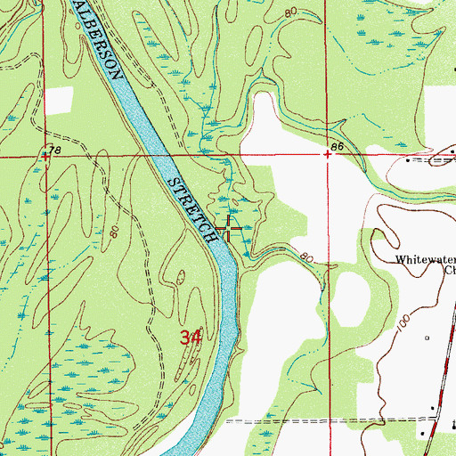 Topographic Map of Whitewater Branch, FL