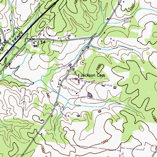 Topographic Map of Jackson Cemetery, TN