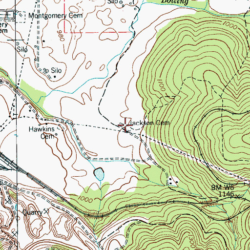 Topographic Map of Jackson Cemetery, TN