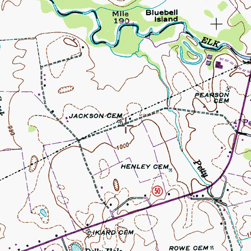 Topographic Map of Jackson Cemetery, TN
