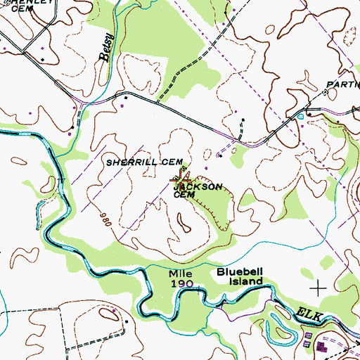Topographic Map of Jackson Cemetery, TN