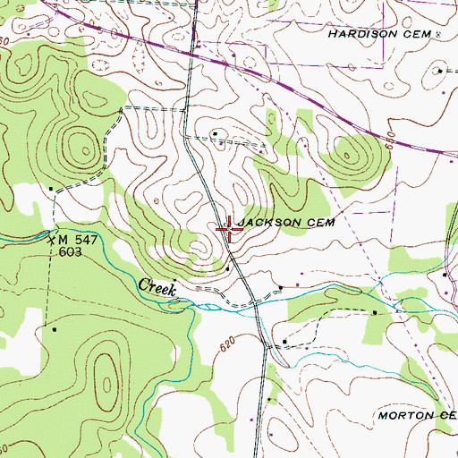 Topographic Map of Jackson Cemetery, TN