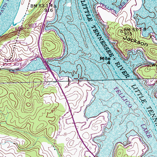 Topographic Map of Jackson Cemetery, TN