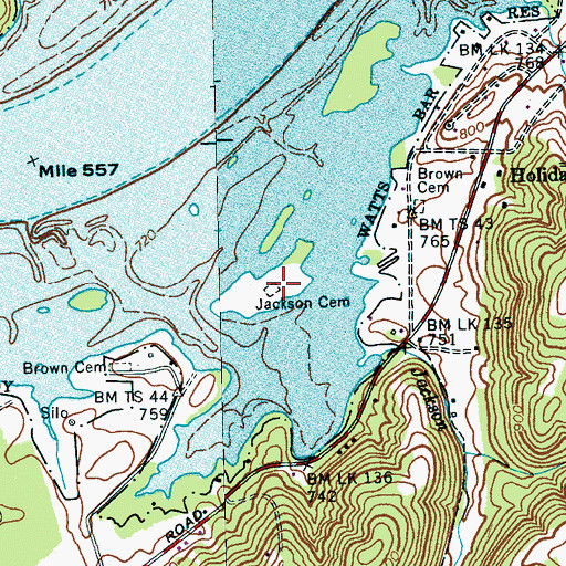 Topographic Map of Jackson Cemetery, TN