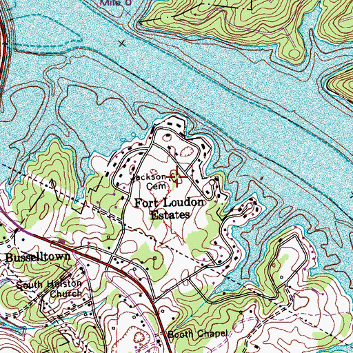 Topographic Map of Jackson Cemetery, TN