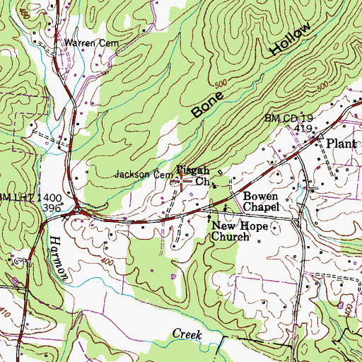 Topographic Map of Jackson Cemetery, TN