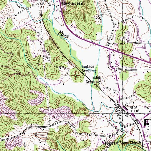 Topographic Map of Jackson Cemetery, TN