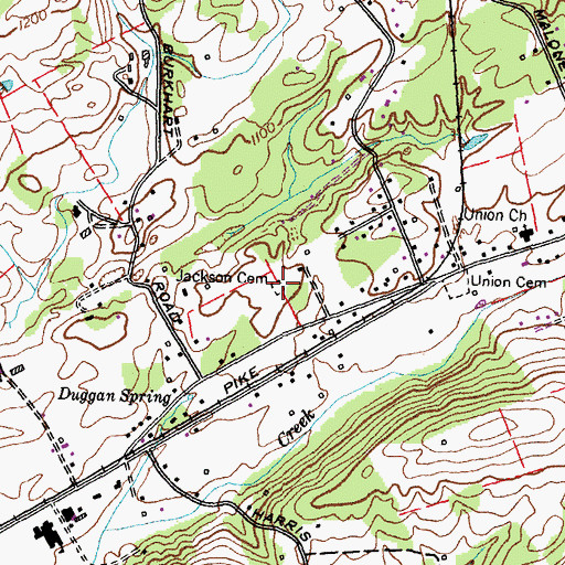 Topographic Map of Jackson Cemetery, TN