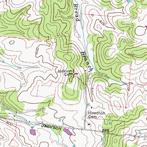 Topographic Map of Jackson Cemetery, TN