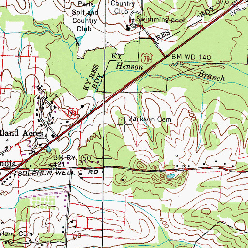 Topographic Map of Jackson Cemetery, TN