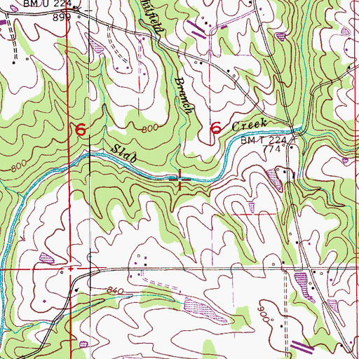 Topographic Map of Whitfield Branch, AL