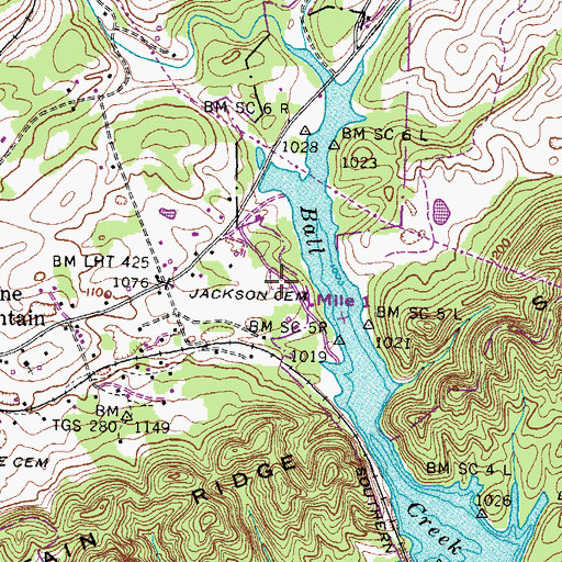 Topographic Map of Jackson Cemetery, TN