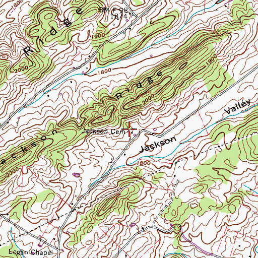 Topographic Map of Jackson Cemetery, TN