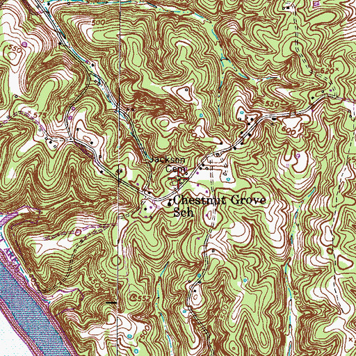 Topographic Map of Jackson Cemetery, TN