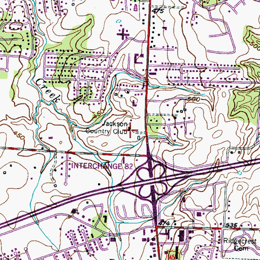 Topographic Map of Jackson Country Club, TN