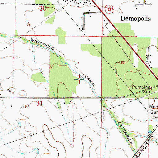 Topographic Map of Whitfield Canal Extension, AL