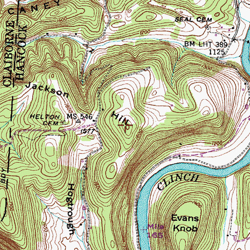 Topographic Map of Jackson Hill, TN